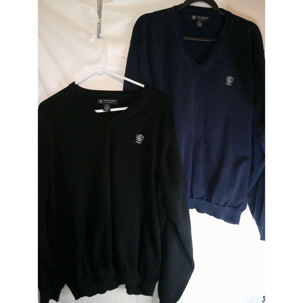 Lot of 2 Oxford‎ Golf V-Neck Sweater Pima Cotton Pullover Classic Fit XXL